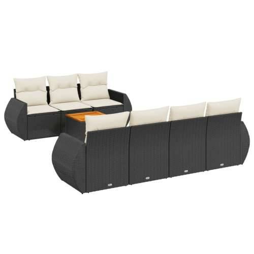 Vrtna garnitura - 8-dijelni set vrtnih sofa od poliratana s jastucima crni - Crna i krem 1 Cijena