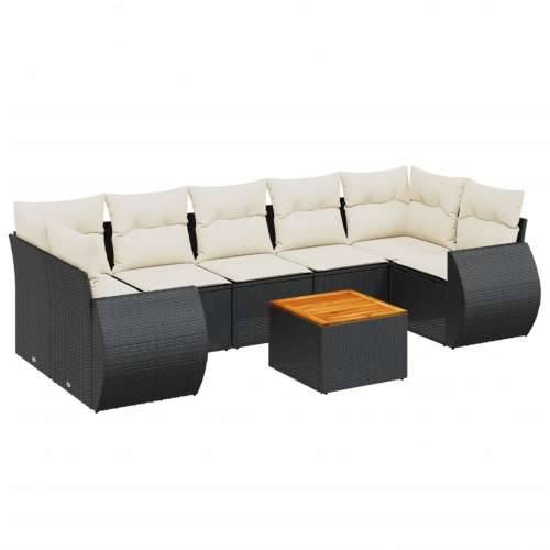 Vrtna garnitura - 8-dijelni set vrtnih sofa od poliratana s jastucima crni - Crna i krem 1 Cijena
