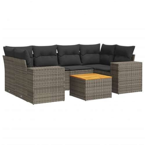 Vrtna garnitura - 7-dijelni set vrtnih sofa sivi od poliratana - Siva 1 Cijena