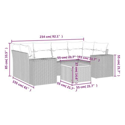 Vrtna garnitura - 7-dijelni set vrtnih sofa sivi od poliratana - Siva 1 Cijena