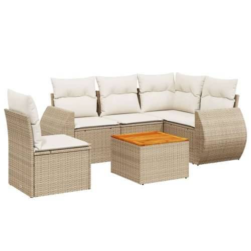 Vrtna garnitura - 6-dijelni set vrtnih sofa s jastucima bež od poliratana - Bež 2x middle + table + 1x corner 1 Cijena