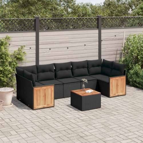 Vrtna garnitura - 8-dijelni set vrtnih sofa od poliratana s jastucima crni - Crna 1 Cijena