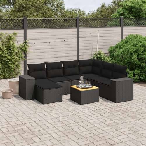 Vrtna garnitura - 8-dijelni set vrtnih sofa od poliratana s jastucima crni - Crna 3x srednja + kutna + tabure + stol 1 Cijena
