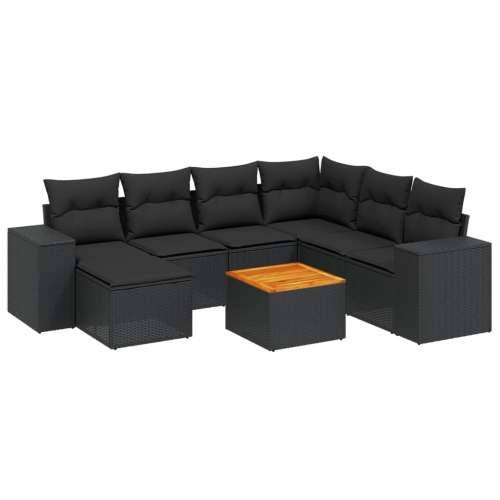 Vrtna garnitura - 8-dijelni set vrtnih sofa od poliratana s jastucima crni - Crna 3x srednja + kutna + tabure + stol 1 Cijena