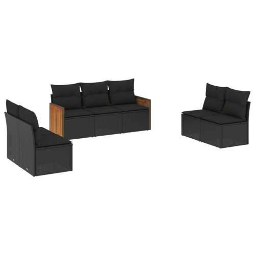 Vrtna garnitura - 7-dijelni set vrtnih sofa od poliratana s jastucima crni - Crna Bez stola 1 Cijena