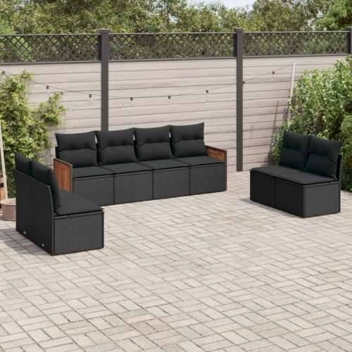 Vrtna garnitura - 8-dijelni set vrtnih sofa od poliratana s jastucima crni - Crna Bez stola 1 Cijena