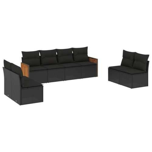 Vrtna garnitura - 8-dijelni set vrtnih sofa od poliratana s jastucima crni - Crna Bez stola 1 Cijena