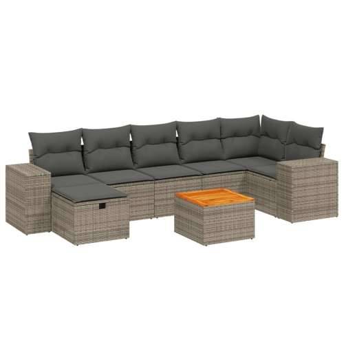 Vrtna garnitura - 8-dijelni set vrtnih sofa od poliratana s jastucima sivi - siva i tamnosiva 3x srednja + 3x kutna + tabure + s Cijena