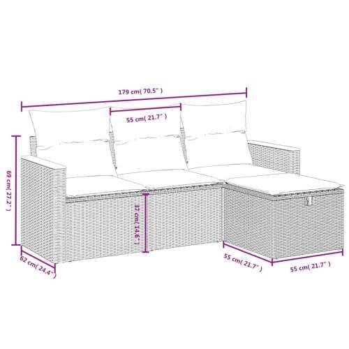 Vrtna garnitura - 4-dijelni set vrtnih sofa od poliratana s jastucima crni - Crna i krem bez spremišta 1 Cijena