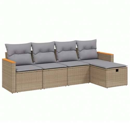 Vrtna garnitura - 5-dijelni set vrtnih sofa s jastucima bež od poliratana - bež i siva bez spremišta 5 Cijena