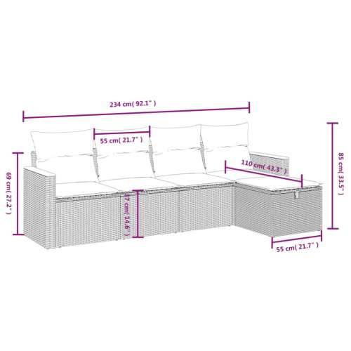 Vrtna garnitura - 5-dijelni set vrtnih sofa s jastucima bež od poliratana - bež i siva bez spremišta 5 Cijena