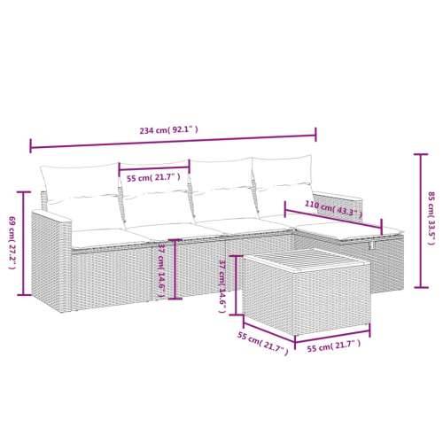 Vrtna garnitura - 6-dijelni set vrtnih sofa s jastucima crni od poliratana - Crna i krem bez spremišta 5 Cijena