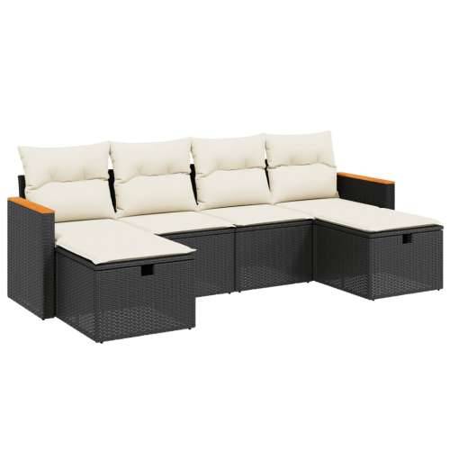 Vrtna garnitura - 6-dijelni set vrtnih sofa s jastucima crni od poliratana - Crna i krem bez spremišta 1 Cijena