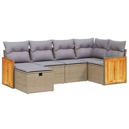 Vrtna garnitura - 6-dijelni set vrtnih sofa s jastucima bež od poliratana - Miješana bež bez spremišta 6 Cijena