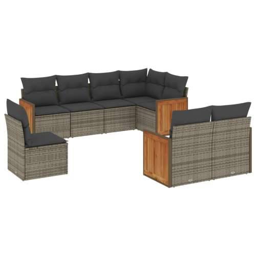 Vrtna garnitura - 8-dijelni set vrtnih sofa od poliratana s jastucima sivi - Siva Bez stola 1 Cijena