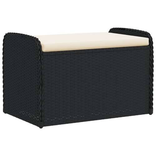 Klupa za pohranu s jastukom crna 80 x 51 x 52 cm od poliratana - Crna 80 x 51 x 52 cm 1 Cijena