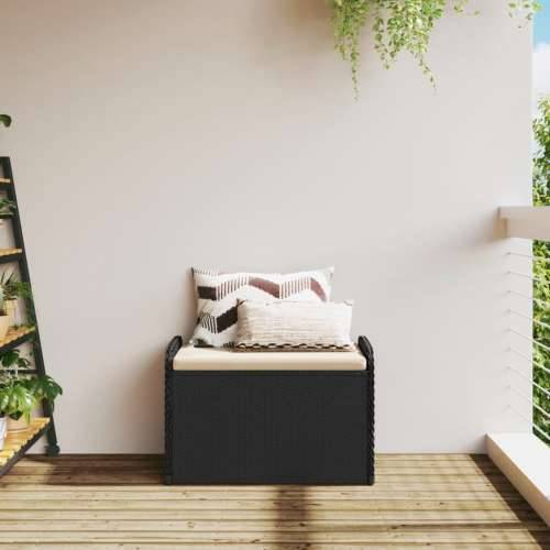 Klupa za pohranu s jastukom crna 80 x 51 x 52 cm od poliratana - Crna 80 x 51 x 52 cm 1 Cijena