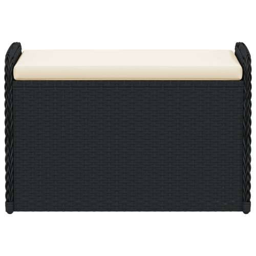 Klupa za pohranu s jastukom crna 80 x 51 x 52 cm od poliratana - Crna 80 x 51 x 52 cm 1 Cijena