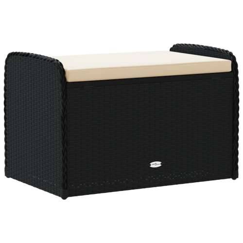 Klupa za pohranu s jastukom crna 80 x 51 x 52 cm od poliratana - Crna 80 x 51 x 52 cm 1 Cijena