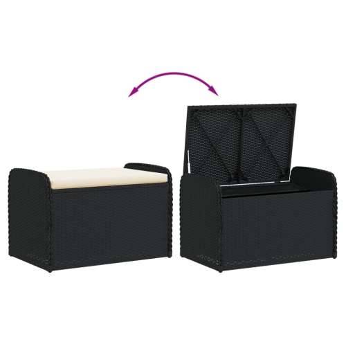 Klupa za pohranu s jastukom crna 80 x 51 x 52 cm od poliratana - Crna 80 x 51 x 52 cm 1 Cijena