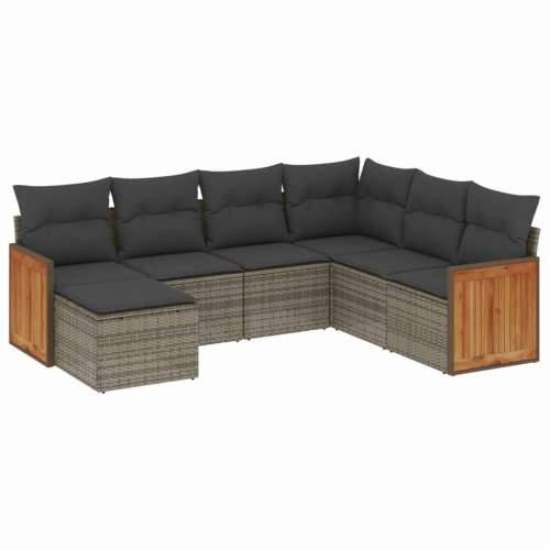 Vrtna garnitura - 7-dijelni set vrtnih sofa sivi od poliratana - Siva Bez stola 1 Cijena