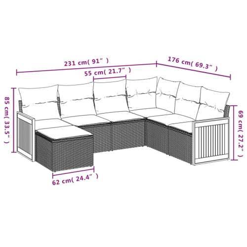 Vrtna garnitura - 7-dijelni set vrtnih sofa sivi od poliratana - Siva Bez stola 1 Cijena