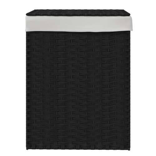 Košara za rublje s poklopcem crna 46 x 33 x 60 cm od poliratana - Crna 1 Cijena