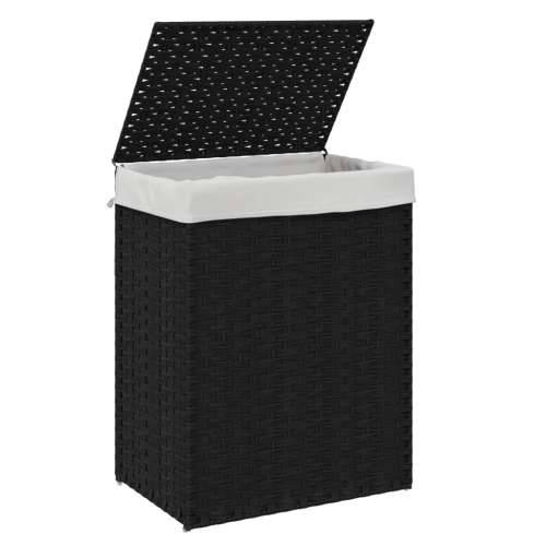Košara za rublje s poklopcem crna 46 x 33 x 60 cm od poliratana - Crna 1 Cijena