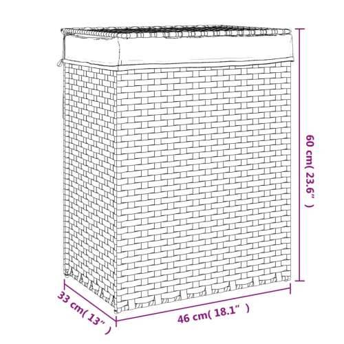 Košara za rublje s poklopcem crna 46 x 33 x 60 cm od poliratana - Crna 1 Cijena