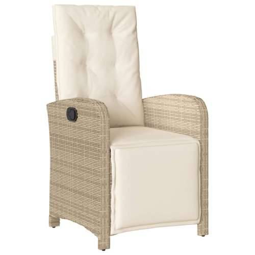 3-dijelni bistro set s jastucima bež od poliratana - Dužina stola 80 cm Okrugla noga 2 Cijena
