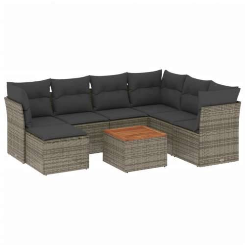 Vrtna garnitura - 8-dijelni set vrtnih sofa od poliratana s jastucima sivi - siva i tamnosiva 3x srednja + 3x kutna + tabure + s Cijena
