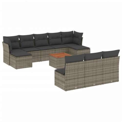 Vrtna garnitura - 11-dijelni set vrtnih sofa od poliratana s jastucima sivi - siva i tamnosiva 1 Cijena