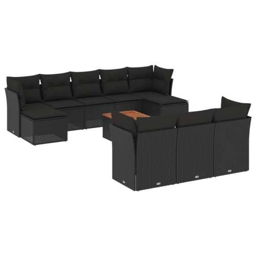 Vrtna garnitura - 11-dijelni set vrtnih sofa od poliratana s jastucima crni - Crna 1 Cijena