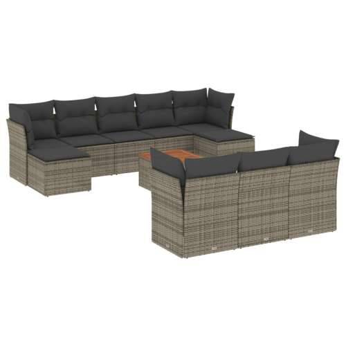 Vrtna garnitura - 11-dijelni set vrtnih sofa od poliratana s jastucima sivi - siva i tamnosiva 1 Cijena
