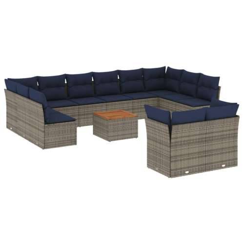Vrtna garnitura - 13-dijelni set vrtnih sofa od poliratana s jastucima sivi - siva i tamnosiva 1 Cijena