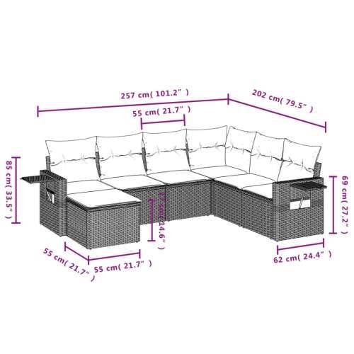 Vrtna garnitura - 7-dijelni set vrtnih sofa od poliratana s jastucima crni - Crna Sa stolom 1 Cijena