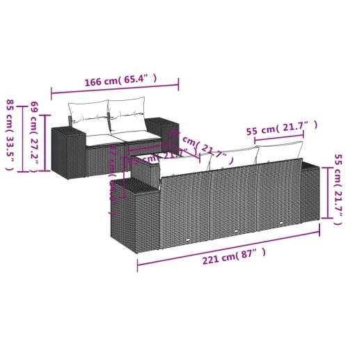 Vrtna garnitura - 6-dijelni set vrtnih sofa od poliratana s jastucima sivi - Siva 1 Cijena