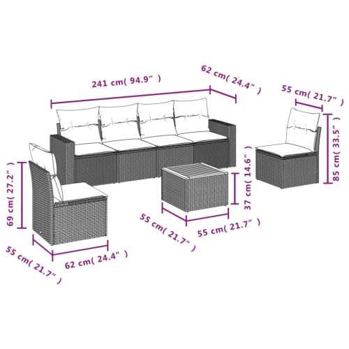 Vrtna garnitura - 7-dijelni set vrtnih sofa sivi od poliratana - siva i tamnosiva 1 Cijena