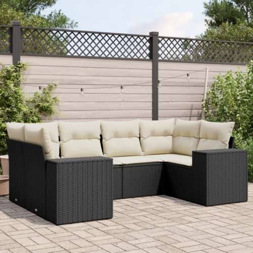 Vrtna garnitura - 6-dijelni set vrtnih sofa s jastucima crni od poliratana - Crna i krem 1 Cijena