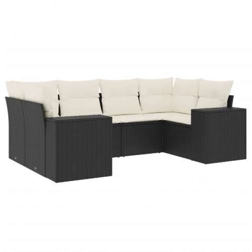 Vrtna garnitura - 6-dijelni set vrtnih sofa s jastucima crni od poliratana - Crna i krem 1 Cijena