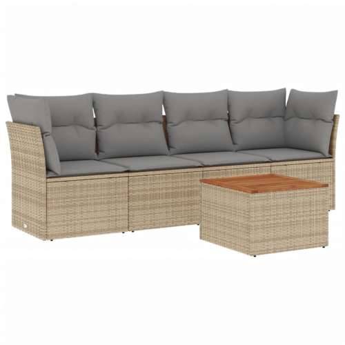 5-dijelni vrtni set sofa s jastucima bež od poliratana - bež i siva 1 Cijena