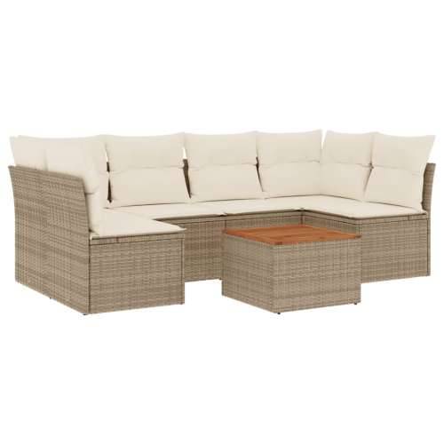 Vrtna garnitura - 7-dijelni set vrtnih sofa od poliratana s jastucima bež - Bež 2x corner + table + 4x middle 1 Cijena