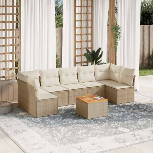Vrtna garnitura - 8-dijelni set vrtnih sofa od poliratana s jastucima bež - Bež 2x corner + table + 5x middle 1 Cijena