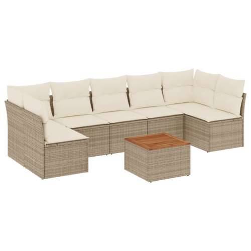 Vrtna garnitura - 8-dijelni set vrtnih sofa od poliratana s jastucima bež - Bež 2x corner + table + 5x middle 1 Cijena
