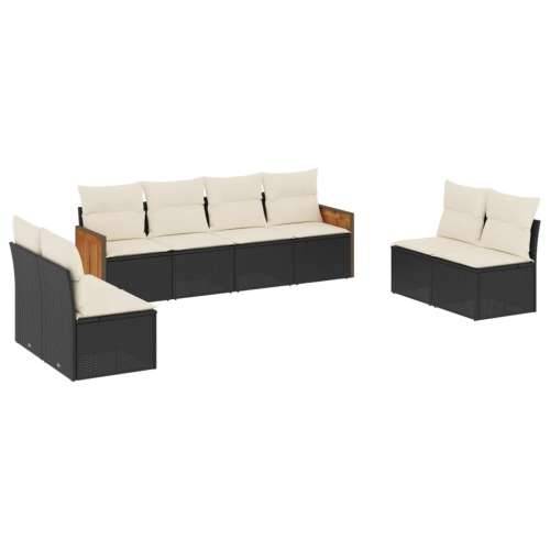 Vrtna garnitura - 8-dijelni set vrtnih sofa od poliratana s jastucima crni - Crna i krem Bez stola 1 Cijena