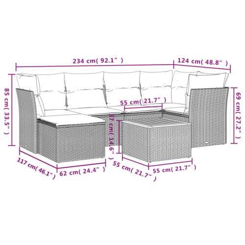 Vrtna garnitura - 7-dijelni set vrtnih sofa od poliratana s jastucima crni - Crna 1 Cijena