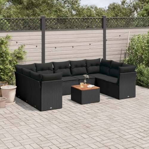 Vrtna garnitura - 10-dijelni set vrtnih sofa s jastucima crni od poliratana - Crna stol + 4x kutna + 5x srednja 1 Cijena