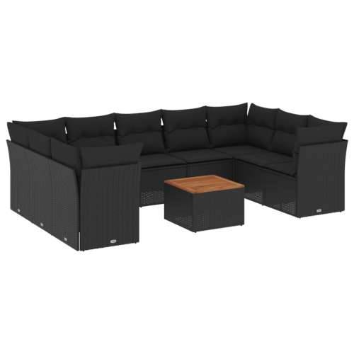 Vrtna garnitura - 10-dijelni set vrtnih sofa s jastucima crni od poliratana - Crna stol + 4x kutna + 5x srednja 1 Cijena