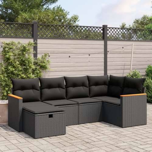 Vrtna garnitura - 6-dijelni set vrtnih sofa s jastucima crni od poliratana - Crna bez spremišta 6 Cijena