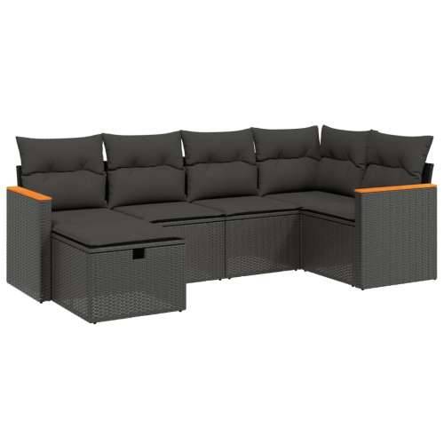 Vrtna garnitura - 6-dijelni set vrtnih sofa s jastucima crni od poliratana - Crna bez spremišta 6 Cijena